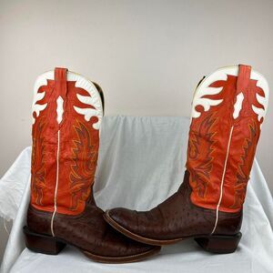 Lucchese 2000 Men’s 10.5D Ostrich Cowboy Boots Quill Western Boots with ostrich